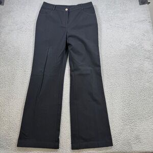 ST JOHN CAVIAR Black Flare Leg Pants Women Size 8 USA Of Imported Fabric